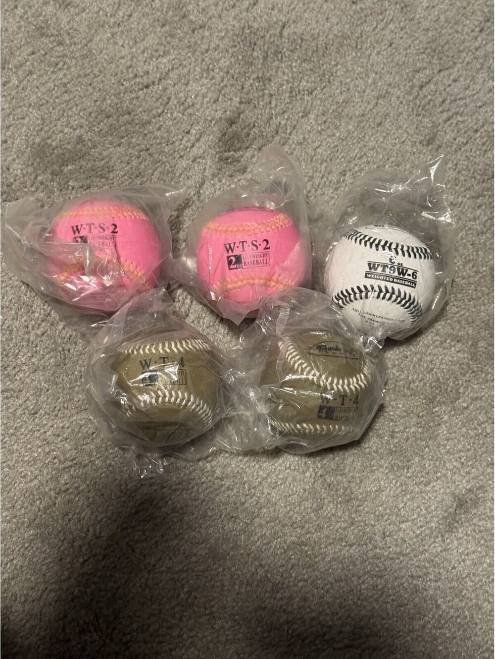 Weighted baseball set of 5-Leather-catch play velocity baseballs